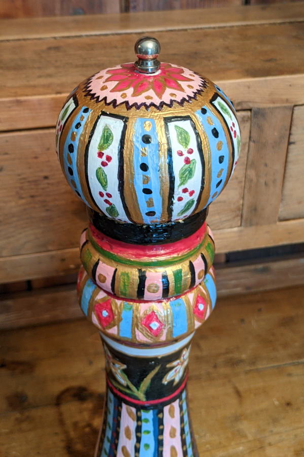 Hand-painted Pepper Mill Pinks and Blues