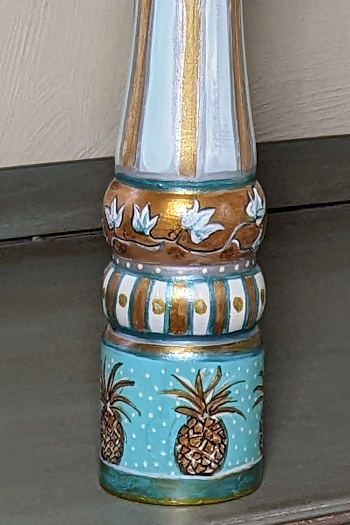 Turquoise Pineapples Hand-painted Pepper Mill by Jenny Edwards-Moss. Tempus Bibendum