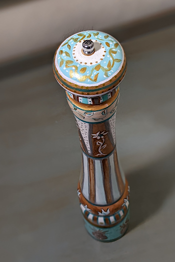 Turquoise Pineapples TOP Hand-painted Pepper Mill by Jenny Edwards-Moss. Tempus Bibendum