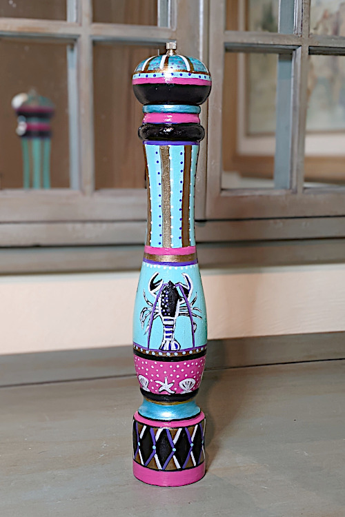 Hand-painted Pepper Mill with Seahorse