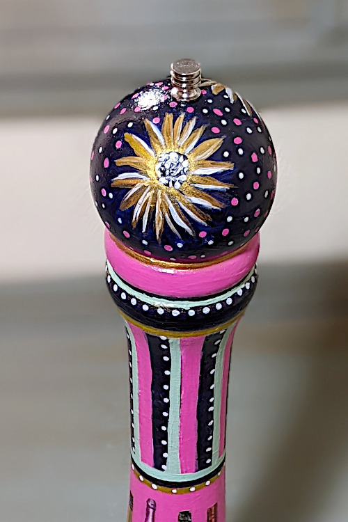 Hand-painted Pepper Mill with decoupage
