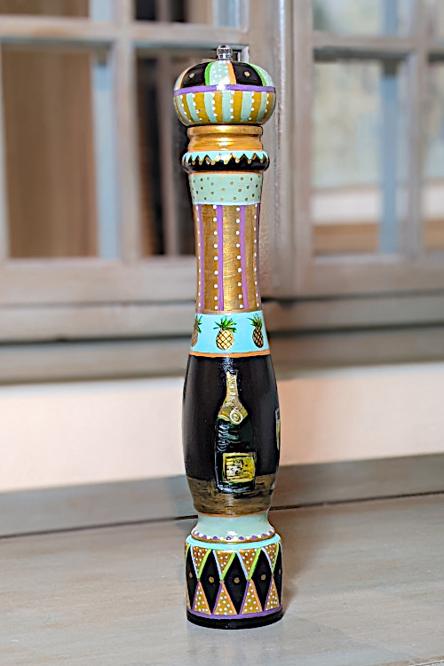 Hand-painted Pepper Mill with Champagne