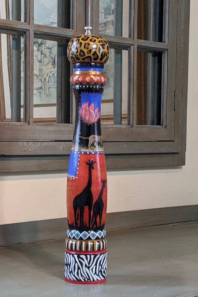 Africa Themed Hand-Painted Pepper Mill