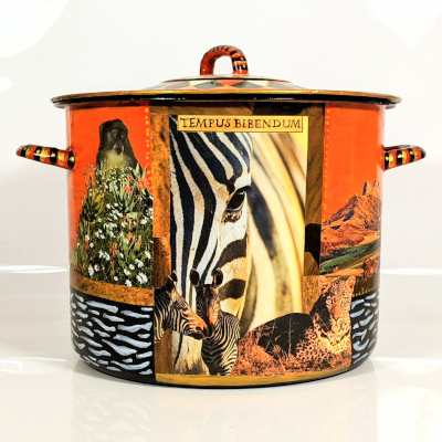 Hand-painted with decoupage Africa Themed Bread Bin