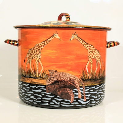 Hand-painted with decoupage Africa Themed Bread Bin