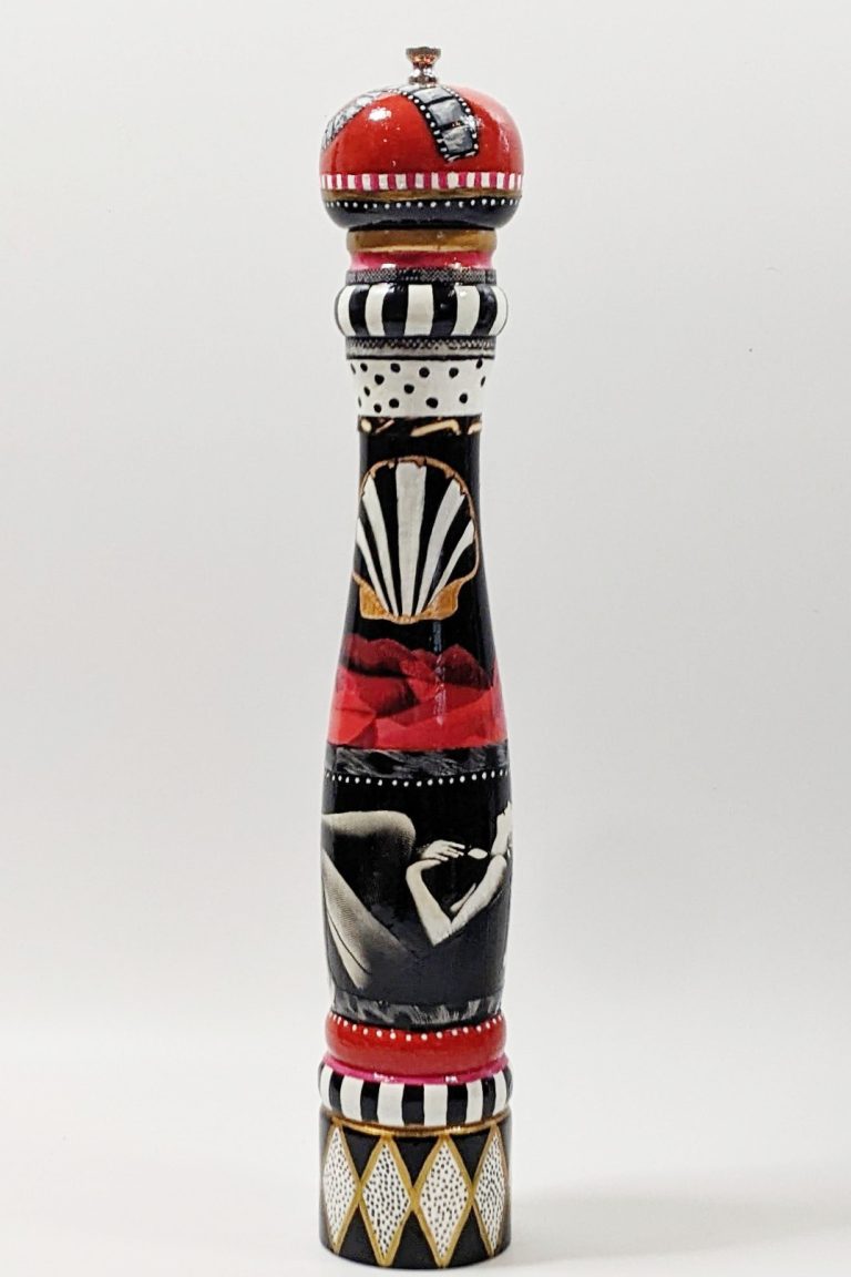 Hand=painted pepper mill with images of Marilyn Monroe